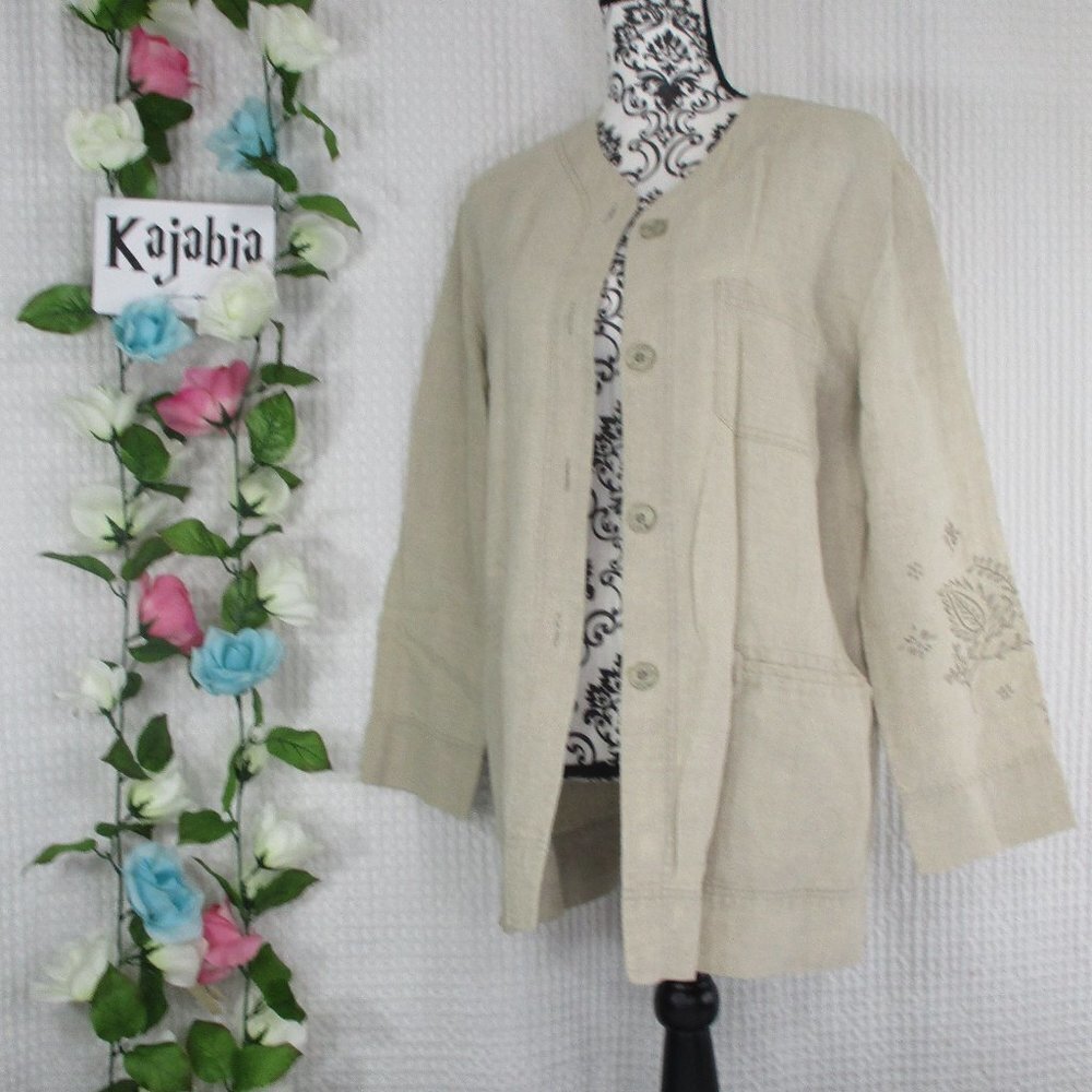 J. JILL Linen Embroidered Blazer Size Small